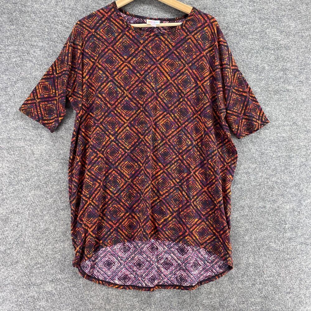 5/$45 LulaRoe T-Shirt Women S Small Orange Geometric Short Sleeve Round Neck